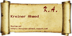 Kreiner Ahmed névjegykártya